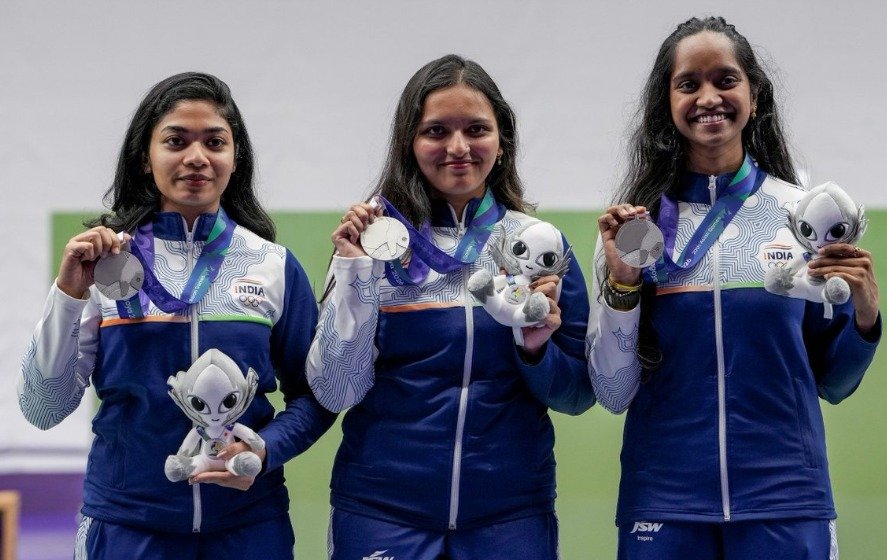 Asian Games 2026: Sonam, Elavenil and Vidarsa win silver in women’s 10m air rifle